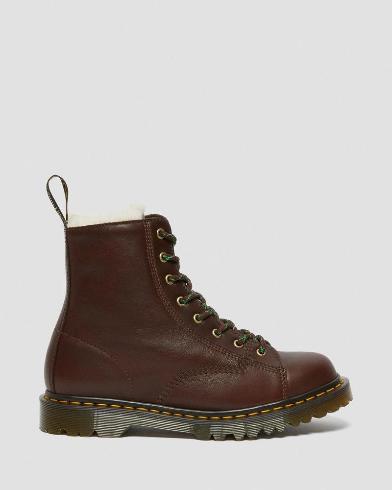 Brown Men's Dr Martens Barton Made in England Shearling Lined Leather Ankle Boots | CA 434XYU